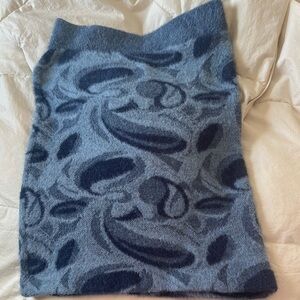 Elegant Fur Blue Patterned Skirt